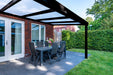 Deponti Giallo Aluminium Pergola Veranda Black - Front Side View with Dining Table