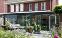 Deponti Giallo Aluminium Pergola Veranda Grey - Front View with Garden at the Front