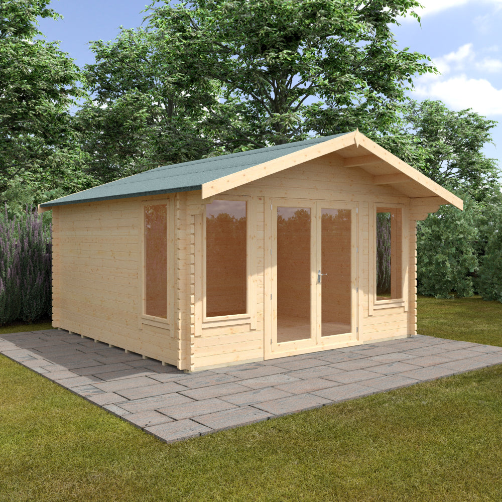 Sutton 44mm Log Cabin 14x14 Front Side View